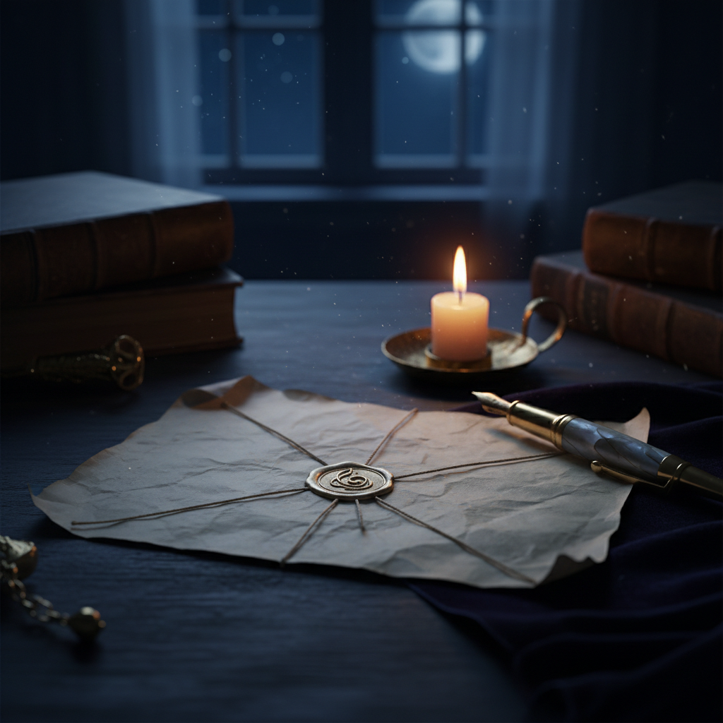 Handwritten reader letter beside a fountain pen and candle
